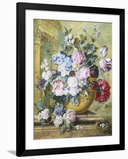 Still Life of Roses, Delphiniums and Tulips-Jacobus Linthorst-Framed Giclee Print