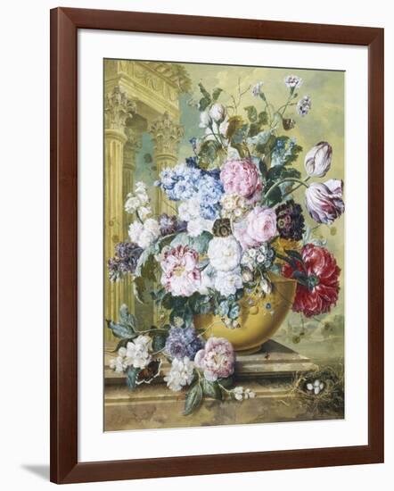 Still Life of Roses, Delphiniums and Tulips-Jacobus Linthorst-Framed Giclee Print