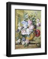 Still Life of Roses, Delphiniums and Tulips-Jacobus Linthorst-Framed Premium Giclee Print