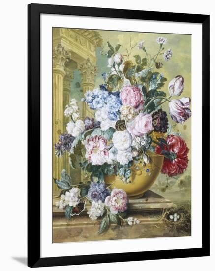 Still Life of Roses, Delphiniums and Tulips-Jacobus Linthorst-Framed Giclee Print