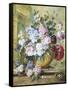 Still Life of Roses, Delphiniums and Tulips-Jacobus Linthorst-Framed Stretched Canvas