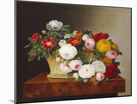 Still Life of Roses in a Basket on a Ledge-Johan Laurentz Jensen-Mounted Giclee Print