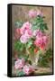 Still Life of Roses in a Glass Vase-Frans Mortelmans-Framed Stretched Canvas