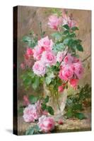 Still Life of Roses in a Glass Vase-Frans Mortelmans-Stretched Canvas