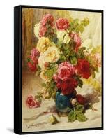 Still Life of Roses in a Vase-Georges Jeannin-Framed Stretched Canvas