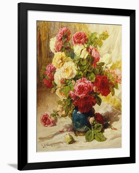 Still Life of Roses in a Vase-Georges Jeannin-Framed Giclee Print