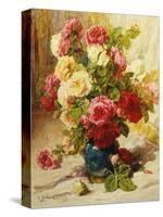 Still Life of Roses in a Vase-Georges Jeannin-Stretched Canvas