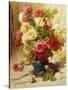 Still Life of Roses in a Vase-Georges Jeannin-Stretched Canvas