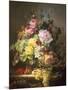 Still Life of Roses, Lilies and Strawberries-Francois Duval-Mounted Giclee Print