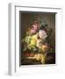 Still Life of Roses, Lilies and Strawberries-Francois Duval-Framed Premium Giclee Print