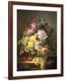 Still Life of Roses, Lilies and Strawberries-Francois Duval-Framed Giclee Print