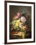 Still Life of Roses, Lilies and Strawberries-Francois Duval-Framed Premium Giclee Print