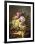 Still Life of Roses, Lilies and Strawberries-Francois Duval-Framed Premium Giclee Print