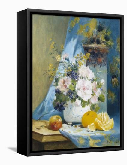 Still Life of Roses with an Orange-Eugene Henri Cauchois-Framed Stretched Canvas