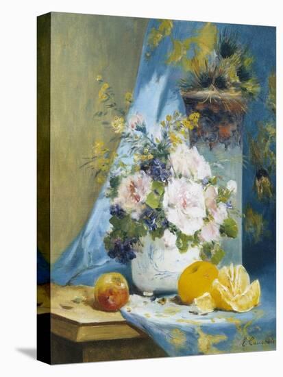 Still Life of Roses with an Orange-Eugene Henri Cauchois-Stretched Canvas
