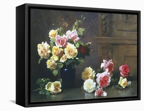 Still Life of Roses-Olaf August Hermansen-Framed Stretched Canvas