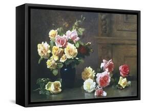 Still Life of Roses-Olaf August Hermansen-Framed Stretched Canvas