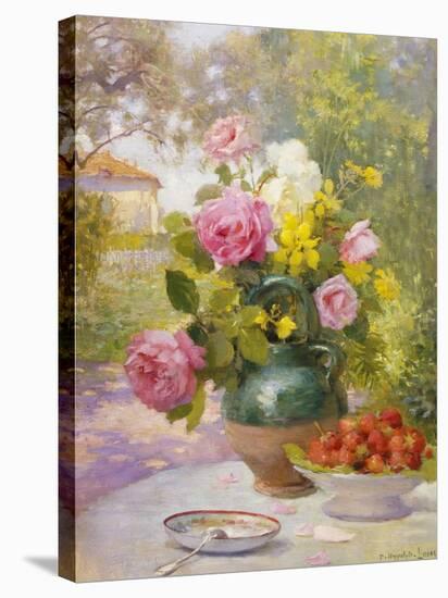 Still Life of Summer Flowers and Fruit-Marie Felix Lucas-Stretched Canvas