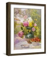 Still Life of Summer Flowers and Fruit-Marie Felix Lucas-Framed Giclee Print