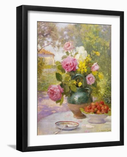 Still Life of Summer Flowers and Fruit-Marie Felix Lucas-Framed Giclee Print