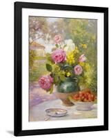 Still Life of Summer Flowers and Fruit-Marie Felix Lucas-Framed Premium Giclee Print