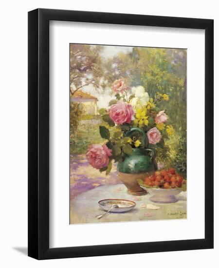 Still Life of Summer Flowers and Fruit-Marie Felix Hippolyte-Lucas-Framed Premium Giclee Print