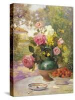 Still Life of Summer Flowers and Fruit-Marie Felix Hippolyte-Lucas-Stretched Canvas