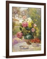 Still Life of Summer Flowers and Fruit-Marie Felix Hippolyte-Lucas-Framed Giclee Print