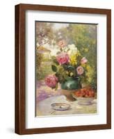 Still Life of Summer Flowers and Fruit-Marie Felix Hippolyte-Lucas-Framed Giclee Print