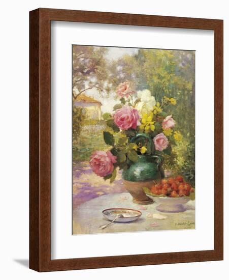 Still Life of Summer Flowers and Fruit-Marie Felix Hippolyte-Lucas-Framed Giclee Print