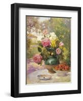 Still Life of Summer Flowers and Fruit-Marie Felix Hippolyte-Lucas-Framed Giclee Print