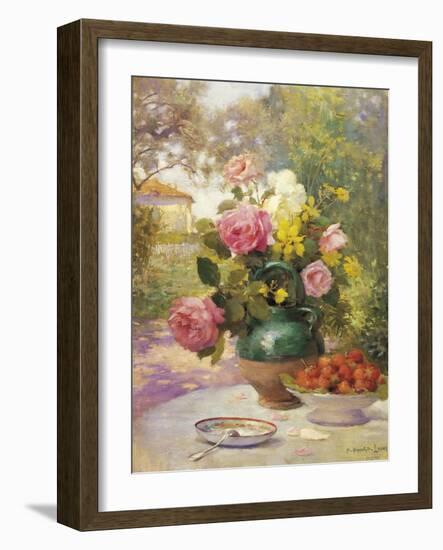 Still Life of Summer Flowers and Fruit-Marie Felix Hippolyte-Lucas-Framed Giclee Print