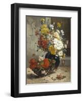 Still Life of Summer Flowers-Eugene Henri Cauchois-Framed Giclee Print