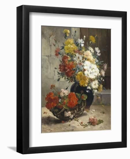 Still Life of Summer Flowers-Eugene Henri Cauchois-Framed Giclee Print