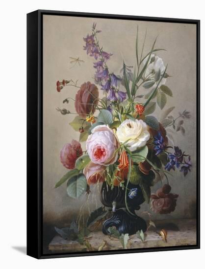 Still Life of Summer Flowers-Hans Hermann-Framed Stretched Canvas