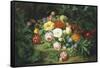 Still Life of Summer Flowers-Josef Lauer-Framed Stretched Canvas