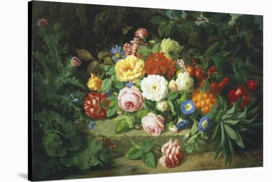 Still Life of Summer Flowers-Josef Lauer-Stretched Canvas