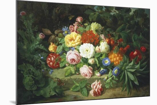 Still Life of Summer Flowers-Josef Lauer-Mounted Giclee Print