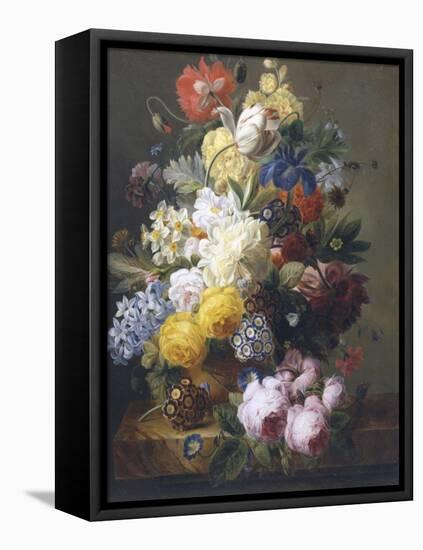 Still Life of Summer Flowers-Elise Bruyere-Framed Stretched Canvas