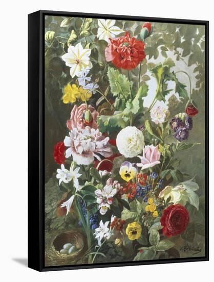 Still Life of Summer Flowers-C.f. Hurten-Framed Stretched Canvas