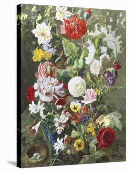 Still Life of Summer Flowers-C.f. Hurten-Stretched Canvas