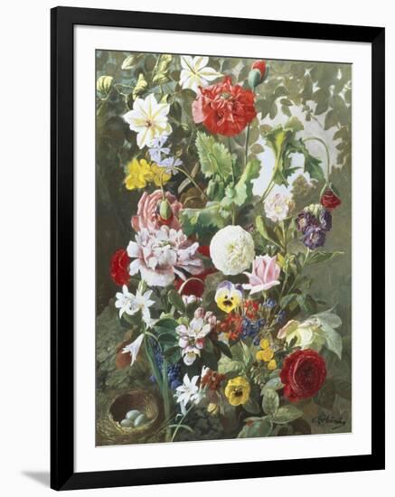 Still Life of Summer Flowers-C.f. Hurten-Framed Giclee Print