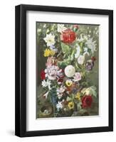 Still Life of Summer Flowers-C.f. Hurten-Framed Premium Giclee Print
