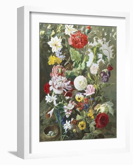 Still Life of Summer Flowers-C.f. Hurten-Framed Giclee Print