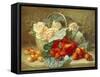 Still Life of Summer Fruit and Peach Roses-Eloise Harriet Stannard-Framed Stretched Canvas