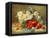 Still Life of Summer Fruit and Peach Roses-Eloise Harriet Stannard-Framed Stretched Canvas