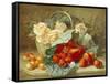 Still Life of Summer Fruit and Peach Roses-Eloise Harriet Stannard-Framed Stretched Canvas