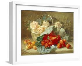 Still Life of Summer Fruit and Peach Roses-Eloise Harriet Stannard-Framed Giclee Print