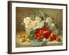 Still Life of Summer Fruit and Peach Roses-Eloise Harriet Stannard-Framed Giclee Print