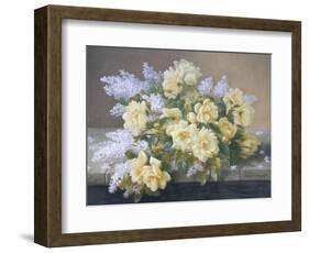 Still Life of Yellow Roses with Lilac-Raoul Victor Maurice Maucherat de Longpre-Framed Giclee Print